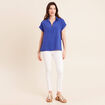 Blouse manches courtes bleu fonc&eacute; femme
