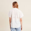 Chemise manches courtes brod&eacute;e ecru femme