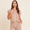 Chemise manches courtes aspect lin blanc femme