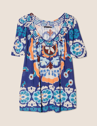 Blouse manches courtes bleu femme