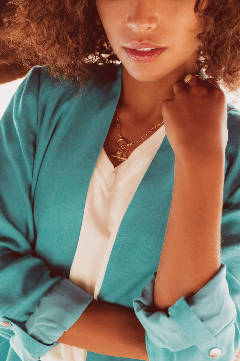 Veste droite fluide vert femme
