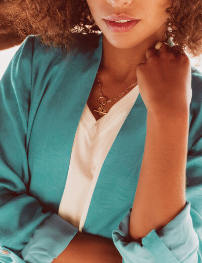 Veste droite fluide vert femme