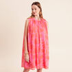 Robe ample courte sans manches doubl&eacute;e rose femme