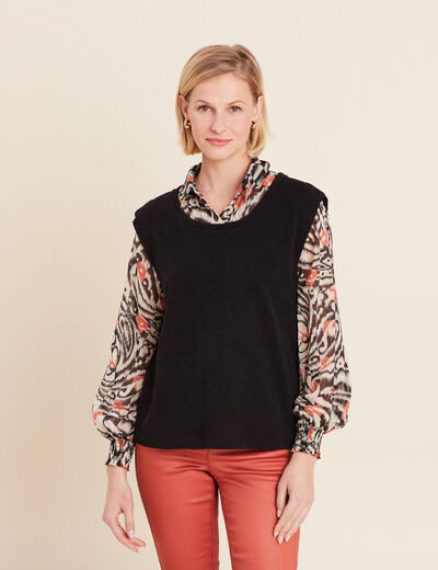 T-shirt manches longues 2-en-1 orange femme
