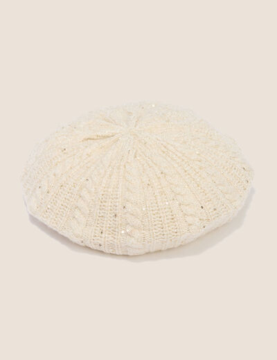 B&eacute;ret aspect laineux creme femme