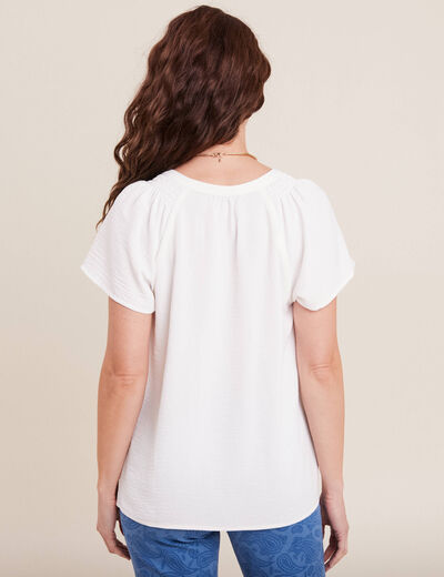 Blouse manches courtes ecru femme