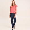 T-shirt droit col rond manches courtes rouge femme