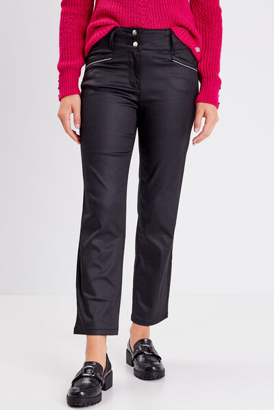 Pantalon droit noir femme