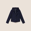 veste cintr&eacute;e doubl&eacute;e avec capuche bleu fonc&eacute; femme