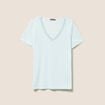 T-shirt manches courtes col en V bleu turquoise femme