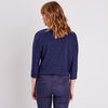 T shirt manches 34 bleu fonce femme