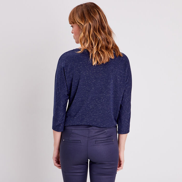 T-shirt manches 3/4 bleu foncé femme