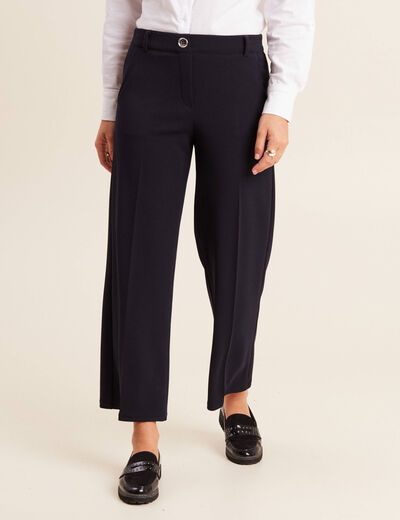 Pantalon large pinces bleu foncé femme