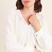 Chemise ample col v manches longues ecru femme
