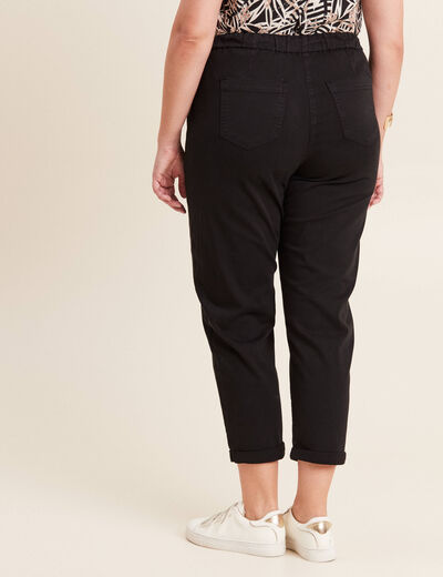 Pantalon coupe droite à coulisse noir femme