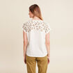 T-shirt droit col V manches courtes ecru femme
