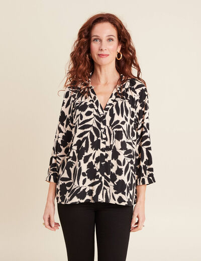 Chemise manches 3/4 noir femme
