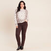 Pull col rond marron femme