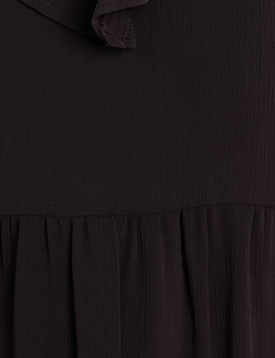 Robe courte &eacute;vas&eacute;e col v manches longues noir femme