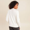 T-shirt manches longues col montant blanc femme