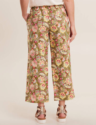Pantalon large 7/8ème vert kaki femme