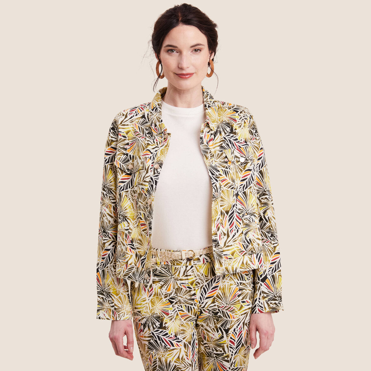 Veste boutonn&eacute;e vert femme