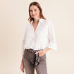 Chemise col chemise manches 3/4 ecru femme