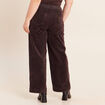 Pantalon large velours c&ocirc;tel&eacute; marron fonc&eacute; femme