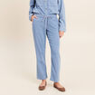 Jogging large 7/8&egrave;me en maille denim bleach femme