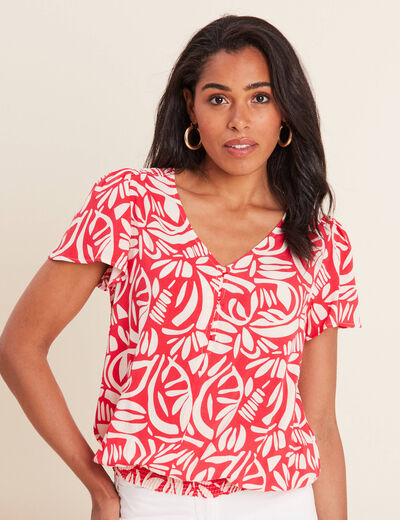Blouse manches courtes rouge femme