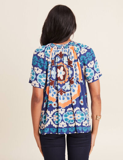 Blouse manches courtes bleu femme