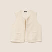 Gilet sans manches bouclette poches ecru femme
