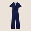 Combinaison large col v manches courtes bleu marine femme