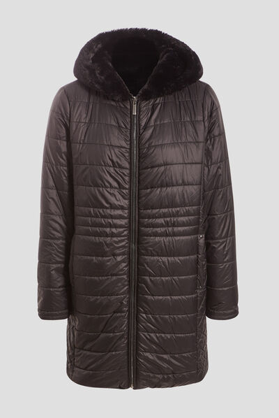 Doudoune droite réversible noir femme