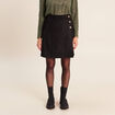 Jupe courte trap&egrave;ze aspect daim noir femme