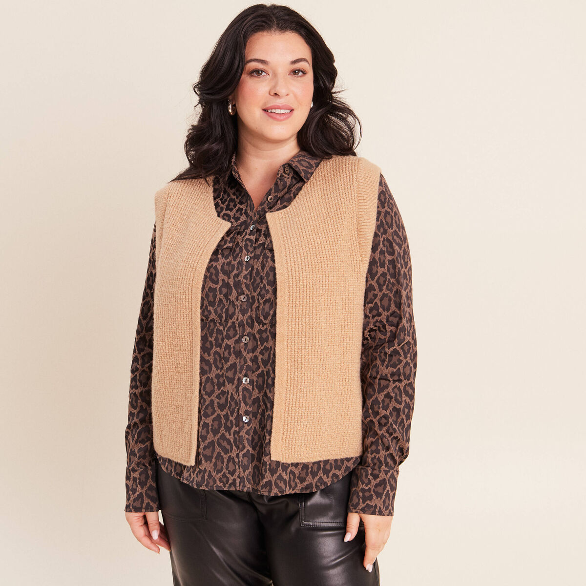 Gilet sans manches marron femme