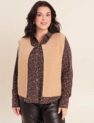 Gilet sans manches marron femme