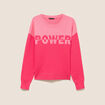 Pull col rond manches longues rose fushia femme