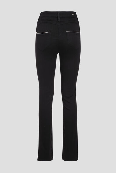 Pantalon ajusté taille haute noir femme