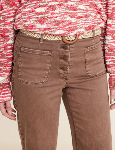 Pantalon large ceinturé 7/8ème bordeaux femme