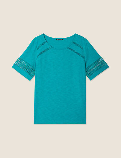 T-shirt manches courtes vert émeraude femme