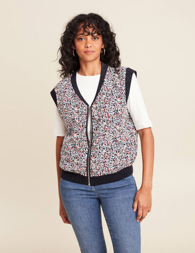 gilet réversible sans manches en coton multicolore femme