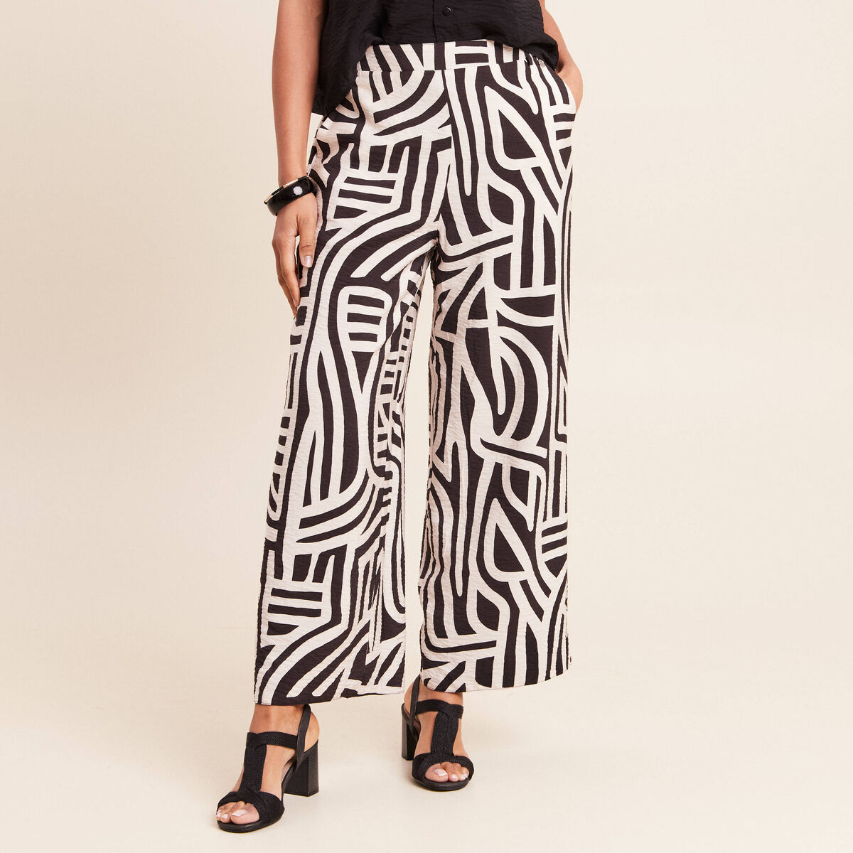 Pantalon magique Le R&eacute;versible large noir femme