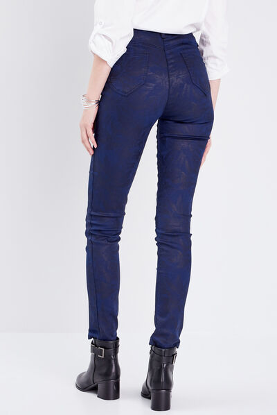 Pantalon ajusté bleu marine femme