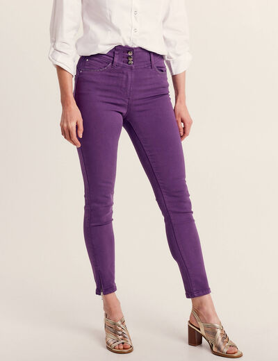 Jean ajusté 7/8ème violet foncé femme