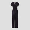Combinaison pantalon ceinturée noir femme
