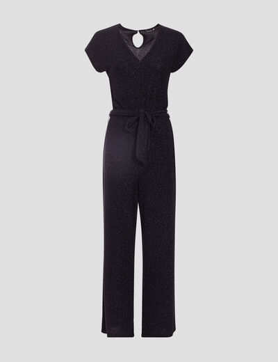 Combinaison pantalon ceinturée noir femme