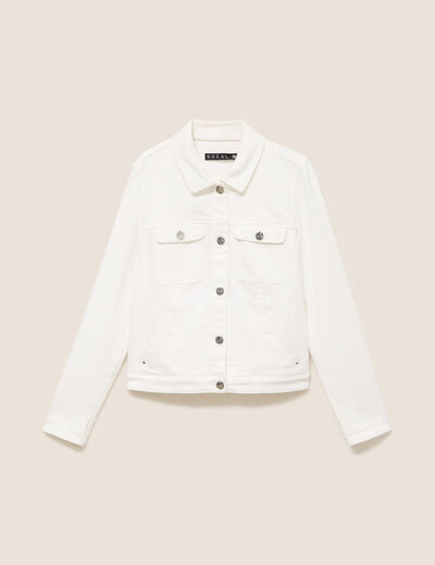 Veste jean manches longues blanc femme