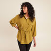 chemise droite longue manches longues vert kaki femme