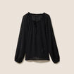 Blouse fluide col v manches longues noir femme